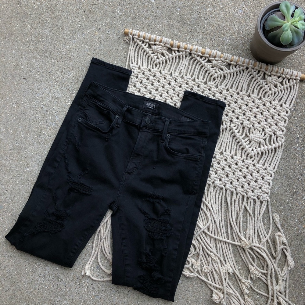 Agolde Black Distressed Jeans Size 28